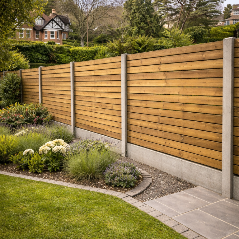 Garden Fencing with Landscaping in Poole We completed this fencing installation as part of a wider garden improvement project in Poole.